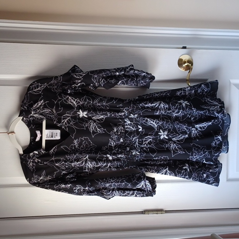 Parker Black and White Floral Dress